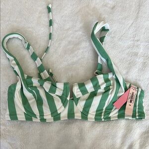 Victoria's Secret Green and White Striped Bikini Top